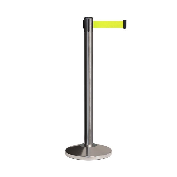 Montour Line Stanchion Belt Barrier Pol.Steel Post 13ft. Fl.Yel Belt M630-PS-FYW-130